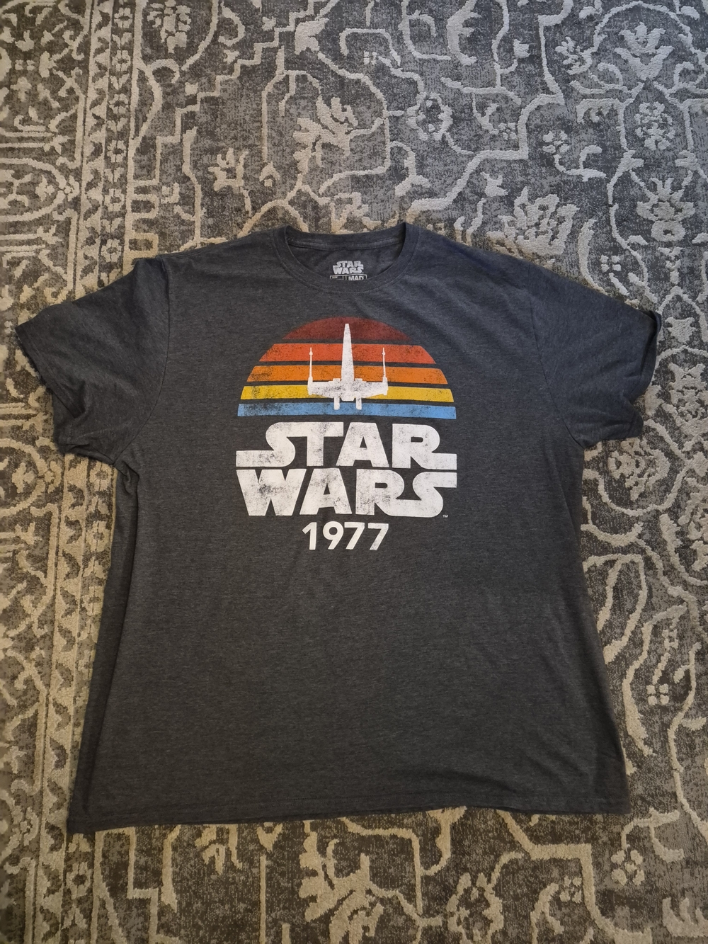Star Wars 1977 Graphic Tee - Charcoal with Retro Sunset Size 2xl